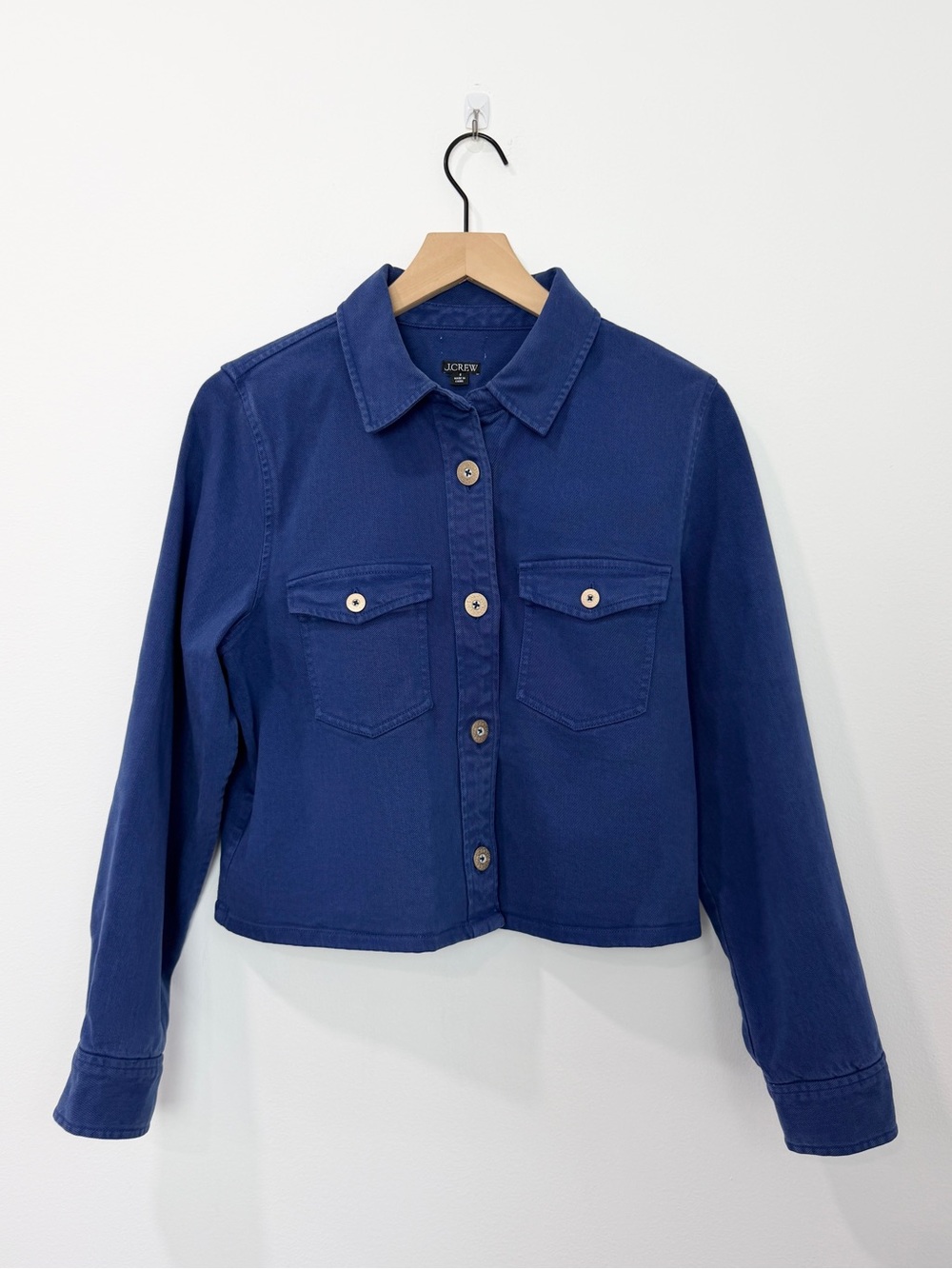 J.Crew Cargo Cropped Shirt Jacket In Chino Heritage Blue Size 6 - Picture 1 of 7